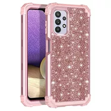 Funda Para Galaxy A32 5g Galaxy A12 Shiny Rosa Dorado Hyb-02