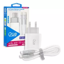 Kit Carregador De Parede Cabo Usb-c Ultra Rápido - I2go Cor Branco