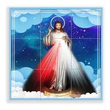 Quadro Mosaico Azulejos Jesus Cristo Misericordioso Céu 