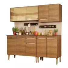 Armário De Cozinha Completa Modulada Madesa Emilly Drive Balcão E Armário Aéreo Cor Rustic