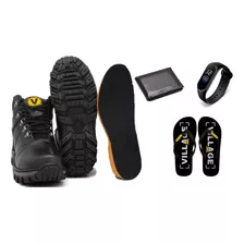 Botas Adventure Coturno Couro Legitimo Palmilha Gel + Kit