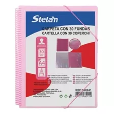 Carpeta Archivador De Documentos 30 Fundas Con Espiral A4 Color Rosa Claro