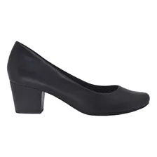 Sapato Feminino Salto Couro Conforto Usaflex Q6692 Preto