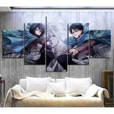 5 Cuadros Canvas Attack On Titan Levi Mikasa Anime Diseño