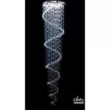 Lustre Cristal Cascata 3 Metros X 60cm Diam Espiral Cor Cinza 110v 220v (bivolt)
