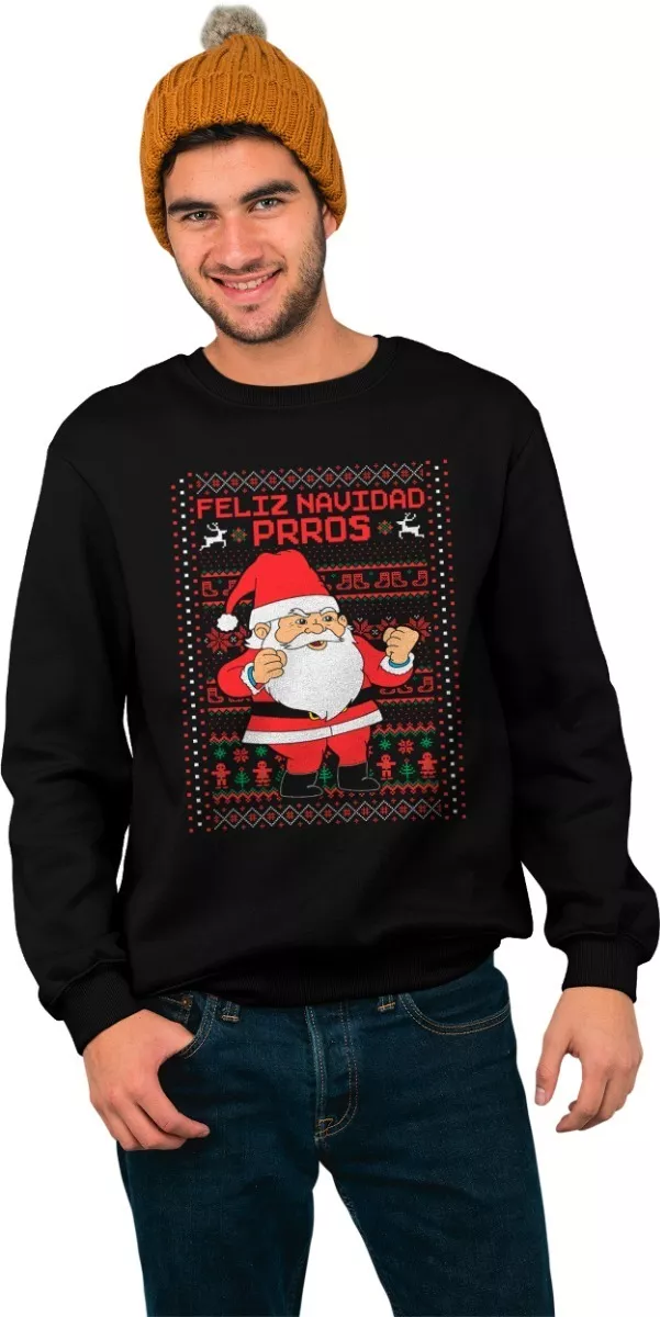Sudadera Sweater Ugly Duende Frase Feliz Navidad Perros 