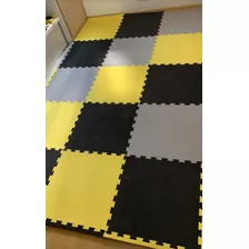 Kit 20 Placas De Tapete De Eva Infantil Amarelo Cinza Preto 