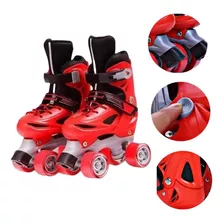 Patines 4 Ruedas Rojo Para Niños 