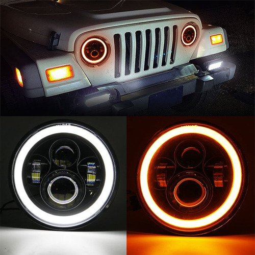 Una Faros Ojo ngel Led Jeep Jk Wrangler 7 Tj Cj5 Cj7 Vocho Foto 6