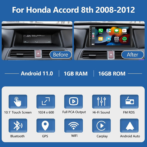 Radio De Coche Android Estreo Para Honda Accord 8th 2008-20 Foto 3