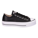 Tenis Para Mujer Converse All Star Chuck Taylor Lift Platform Leather Low Top Color Negro/negro/blanco - Adulto 24.5 Mx
