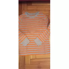 Remera Térmica Rayada Naranja Y Gris Manga Larga Gap. Nueva