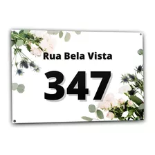 Placa C/ Numeração Personalizada 29x20cm Com Nome Da Rua