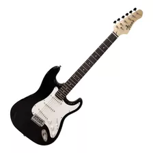 Guitarra Eléctrica Texas Eg-p15b-tex Stratocaster De Aliso Black Laca Poliuretánica Con Diapasón De Palo De Rosa