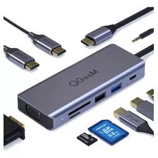 Dockstation Hub Usb Tipo C Três Monitores Hdmi Vga Audio Sd