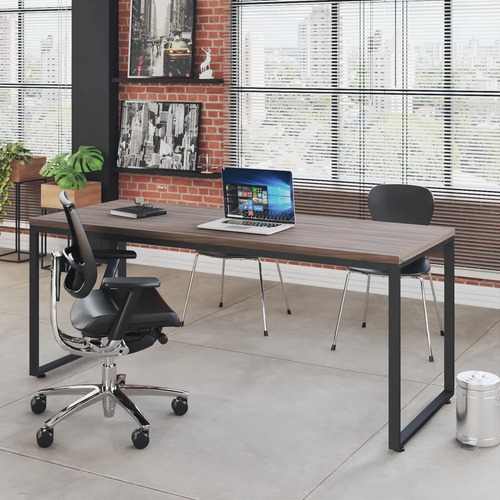 Mesa De Escritório 75x180cm Kuandra Nogal Hawt Nogal