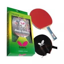 Raquete De Ping Pong Butterfly Bty 201 Preta/vermelha Fl (côncavo)