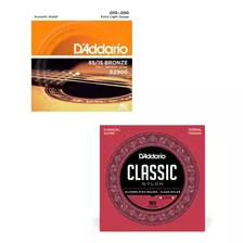 Cuerdas Daddario Set Clasica Ej27 + Acustica Ez900 