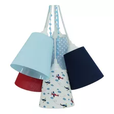 Lustre Pendente Quartinho Bebê Avião Azul, Vermelho E Branco