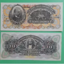 Billetes Espécimen Banco Anglo Costa Rica 1900 Buen Estado.