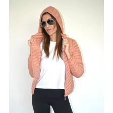 Campera Mujer Pluma Importada Abrigo Capucha Desmontabl Elt