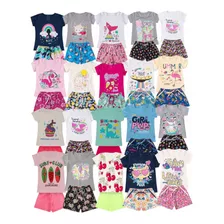 Kit Conjunto Infantil Menina Verão 08 Peças Atacado Sortido