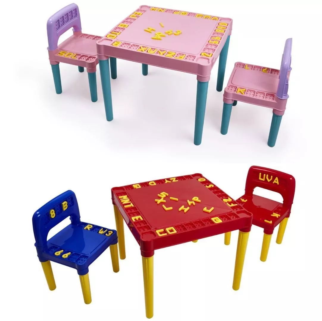 Mesa Infantil Plástico Educativa Para Criança Com Cadeiras