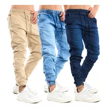 Kit 3 Calças Jeans Masculina Jogger Atacado Qualidade Lycra 