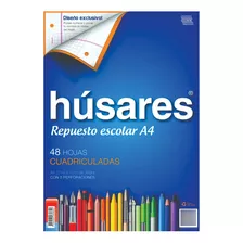 Repuesto Hojas A4 Husares 48 Hojas Cuadriculada Rayado