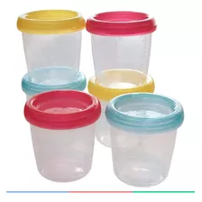 Conjunto 6 Potes Para Papinha Leite Materno Colorido Clingo