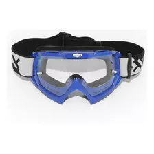 Óculos Lente Anti Risco Mattos Rancing Combat Motocross Bike Cor Da Armação Azul Cor Da Lente Transparente Tamanho Único