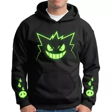 Sudadera Brilla Oscuridad Pokemon Gengar Cara Ghost Anime 