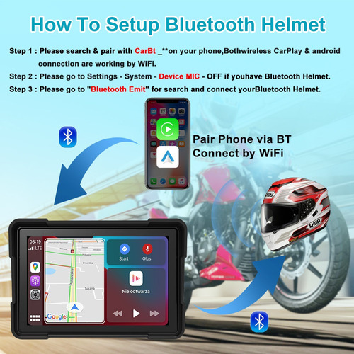 Audio Porttil Para Motocicletas Con Carplay Android Auto In Foto 6