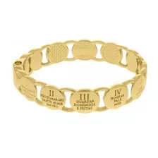 Pulseira Dez Mandamentos Banhada Ouro Bracelete Luxo