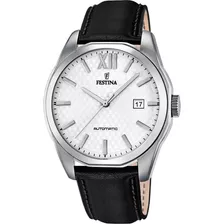 Festina Automatic Plata Correa Negra De Piel 43mm 100m