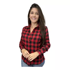 Camisa Social Feminina Xadrez De Flanela Manga Longa