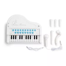 Piano Teclado Brinquedo Infantil Com Microfone Branco