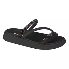 Chinelo Feminino Flatform Slide Moleca Glamour Strass Macio