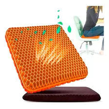 Cojin Gel Silicon Silla Ergonomico Casa Auto Oficina Panal Color Naranja Diseño De La Tela Lisa
