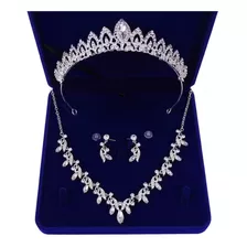 Conjunto Casamento Strass Cristal Coroa( Tiara) Colar Brinco