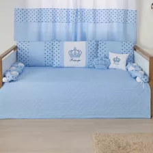 Kit Para Bicama Quarto Bebê Imperial Azul Claro - 8 Peças