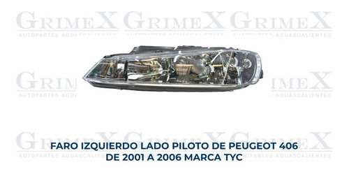 Faro Peugeot 406 2001-01-2002-2003-2004-2005-2006-06 Tyc Ore Foto 10