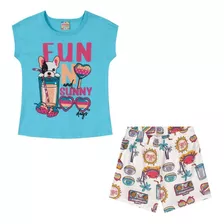 Conjunto Infantil Brandili Blusa+shorts Feminino Sunny