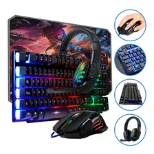 Kit Gamer Mouse + Mouse Pad + Teclado Led Rgb + Headset