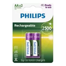 Pilas Recargables Aa Pack X2 2500 Mah Philips Pack 2 Bateria