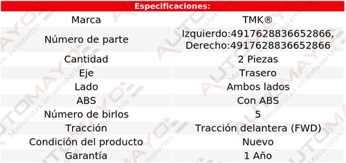 2) Mazas Traseras Con Abs Tmk Sedona V6 3.3l P/kia 2015-2019 Foto 2