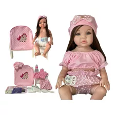 Bebê Reborn Boneca Pode Dar Banho Silicone Kit Acessórios