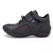 Tenis De Couro Casual Modelo Adventure 401 Preto