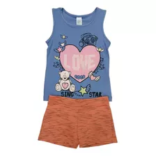 Conjunto Hrradinhos Estampado Infantil Menina Blusa E Short