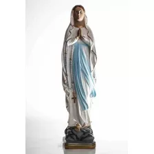 Nossa Senhora De Lourdes 60cm Gesso Maciço Rico Em Detalhes